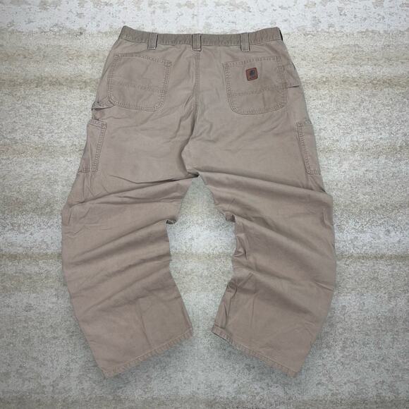 Vintage 90s Carhartt Carpenter Pants 40x32 Baggy Camel Tan Canvas Dungarees